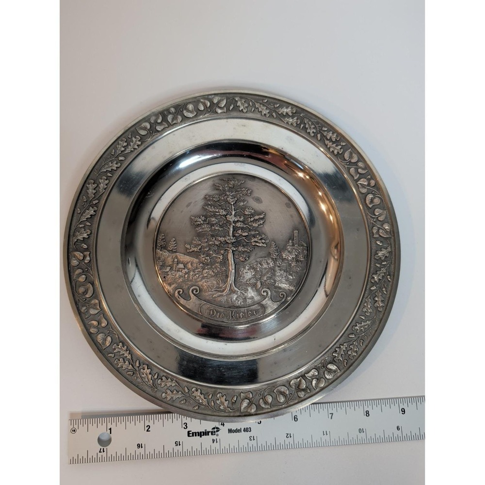 SKS Zinn 95% Pewter Wall Plate The Birch Die Birke German Vintage 9.5" Tree